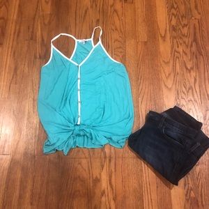 ❤️EUC Teal top with knot tie❤️